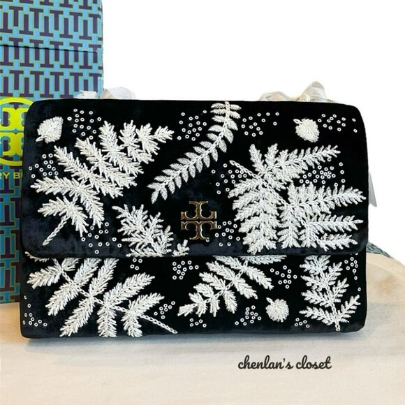 🔥NeW! Tory Burch Kira Embroidered Velvet Convertible Shoulder Bag - Picture 4 of 11